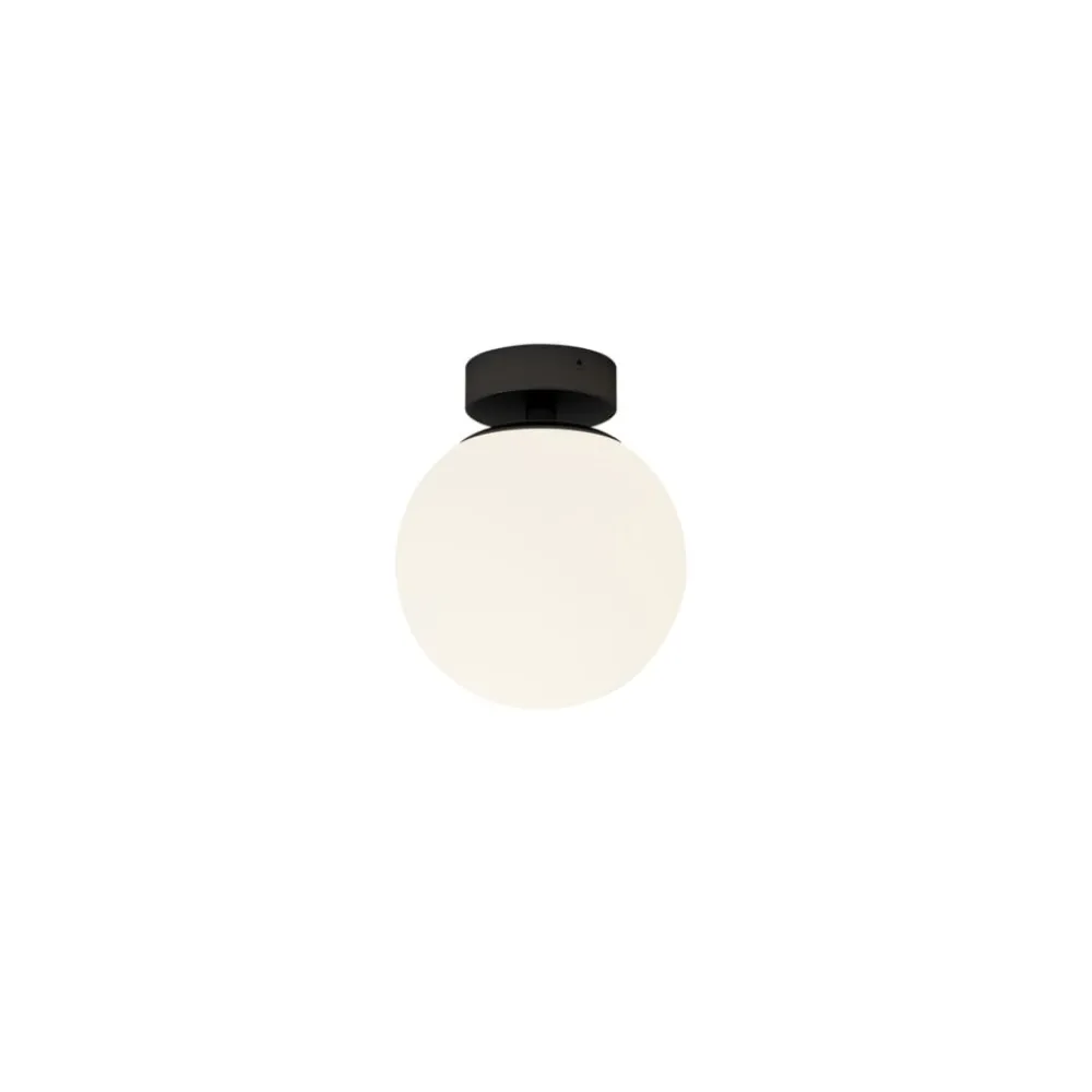 Loftlamper ^ Lucande loftslampe Bidolo, sort, glas, Ø 15 cm, IP44