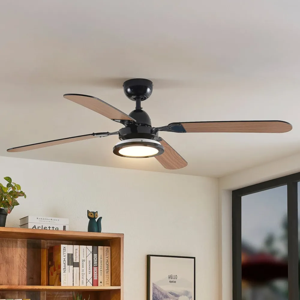 Lucande Loftventilatorer > loftventilator Tedric, sort, støjsvag, 133 cm