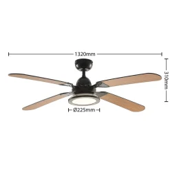 Lucande Loftventilatorer > loftventilator Tedric, sort, støjsvag, 133 cm