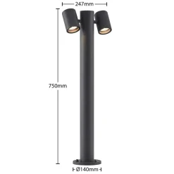 Lucande Terrassebelysning|Gadebelysning > Maloney pullert, 2 lyskilder, 75 cm, antracit