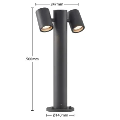 Sokkellamper ^ Lucande Maloney sokkellampe, 50 cm, antracit, IP54