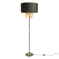 Gulvlamper|Gulvlamper ^ Lucande Malviras gulvlampe i stof med bladdekoration