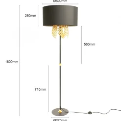 Gulvlamper|Gulvlamper ^ Lucande Malviras gulvlampe i stof med bladdekoration