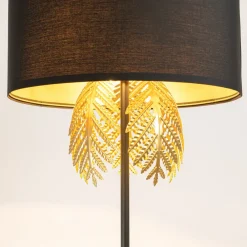 Gulvlamper|Gulvlamper ^ Lucande Malviras gulvlampe i stof med bladdekoration