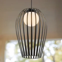 Udendørs Pendellamper ^ Lucande Marrin udendørs hængelampe, sort, metal, Ø 31 cm