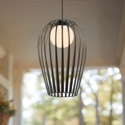 Udendørs Pendellamper ^ Lucande Marrin udendørs hængelampe, sort, metal, Ø 31 cm