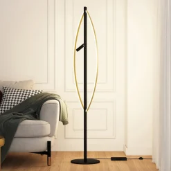Lucande Gulvlamper|Gulvlamper > Matwei LED-gulvlampe, oval, messing