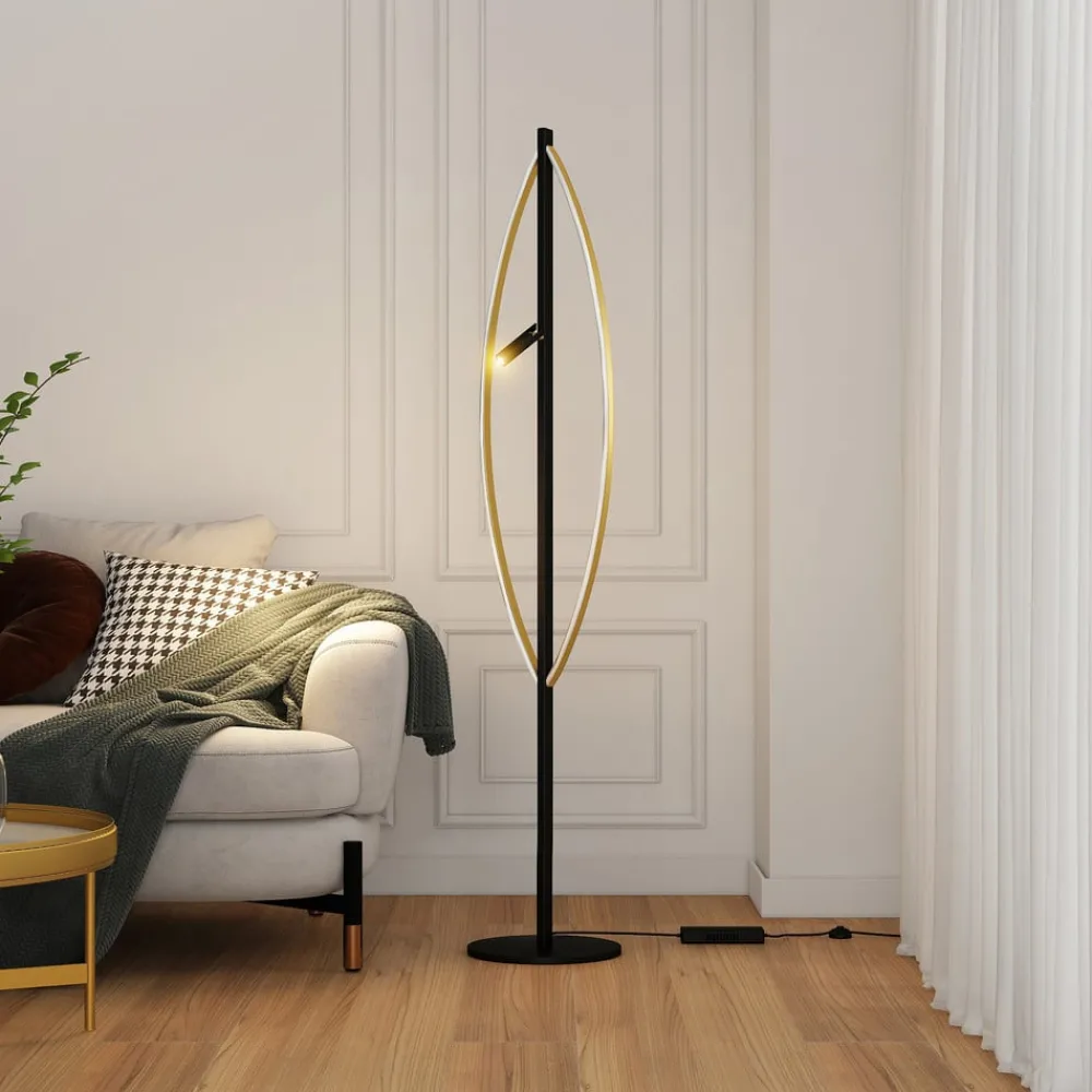 Lucande Gulvlamper|Gulvlamper > Matwei LED-gulvlampe, oval, messing