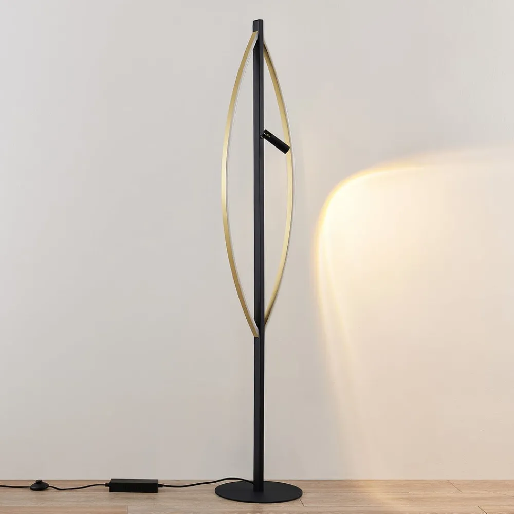 Lucande Gulvlamper|Gulvlamper > Matwei LED-gulvlampe, oval, messing