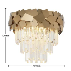 Loftlamper ^ Lucande Miraia loftlampe i krystal, guld