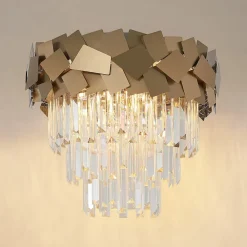 Loftlamper ^ Lucande Miraia loftlampe i krystal, guld