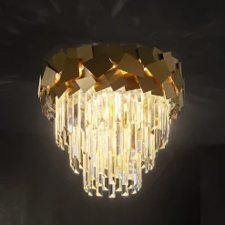 Loftlamper ^ Lucande Miraia loftlampe i krystal, guld