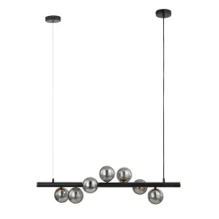Lucande Pendellamper > -pendel Diborah, røggrå, glas, 90 cm, G9