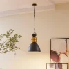 Lucande Pendellamper > -pendel Kaeloria, sort/messing, aluminium, Ø 35 cm