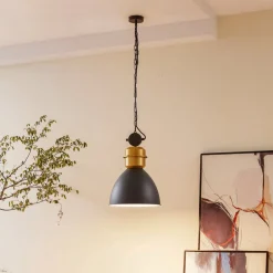 Lucande Pendellamper > -pendel Kaeloria, sort/messing, aluminium, Ø 35 cm