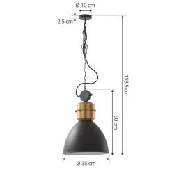 Lucande Pendellamper > -pendel Kaeloria, sort/messing, aluminium, Ø 35 cm