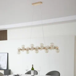 Lucande Pendellamper > -pendel Naelen, guld/amber, 125 cm, glas, G9