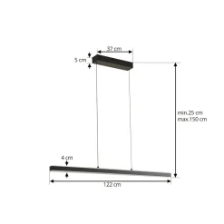 Lucande Pendellamper|Pendellamper > Pendolo LED-hængelampe, sort, aluminium, 120 cm