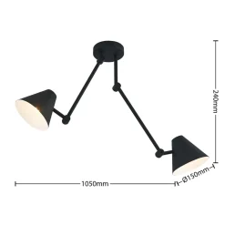 Lucande Loftlamper|Loftlamper > Phina loftlampe i sort, 2 lyskilder
