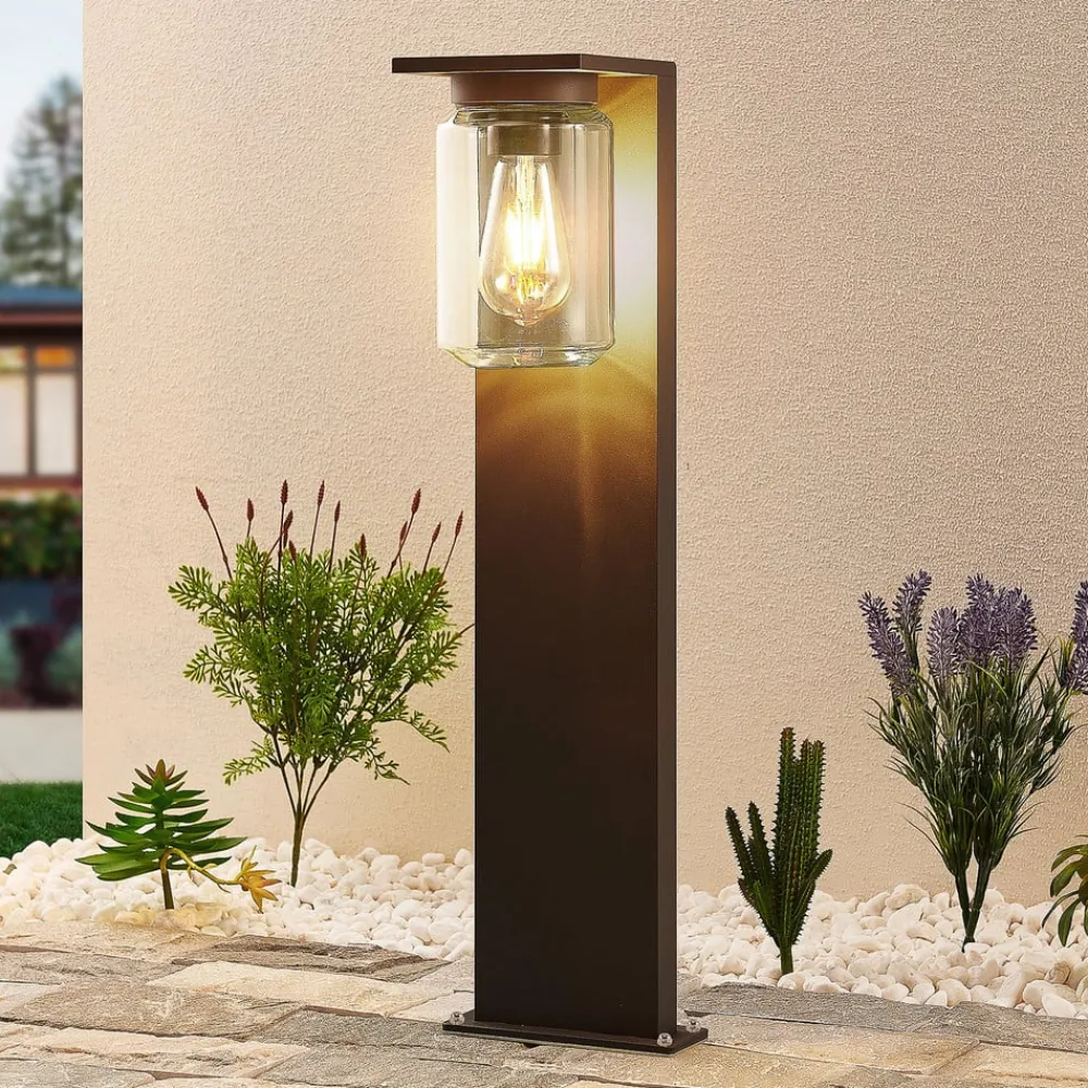 Lucande Terrassebelysning|Gadebelysning > Semka vejlampe, 65 cm, antracit, glas, aluminium
