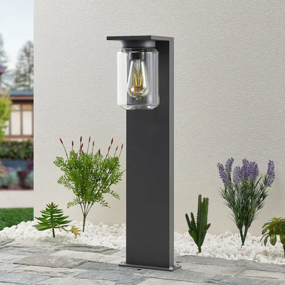 Lucande Terrassebelysning|Gadebelysning > Semka vejlampe, 65 cm, antracit, glas, aluminium