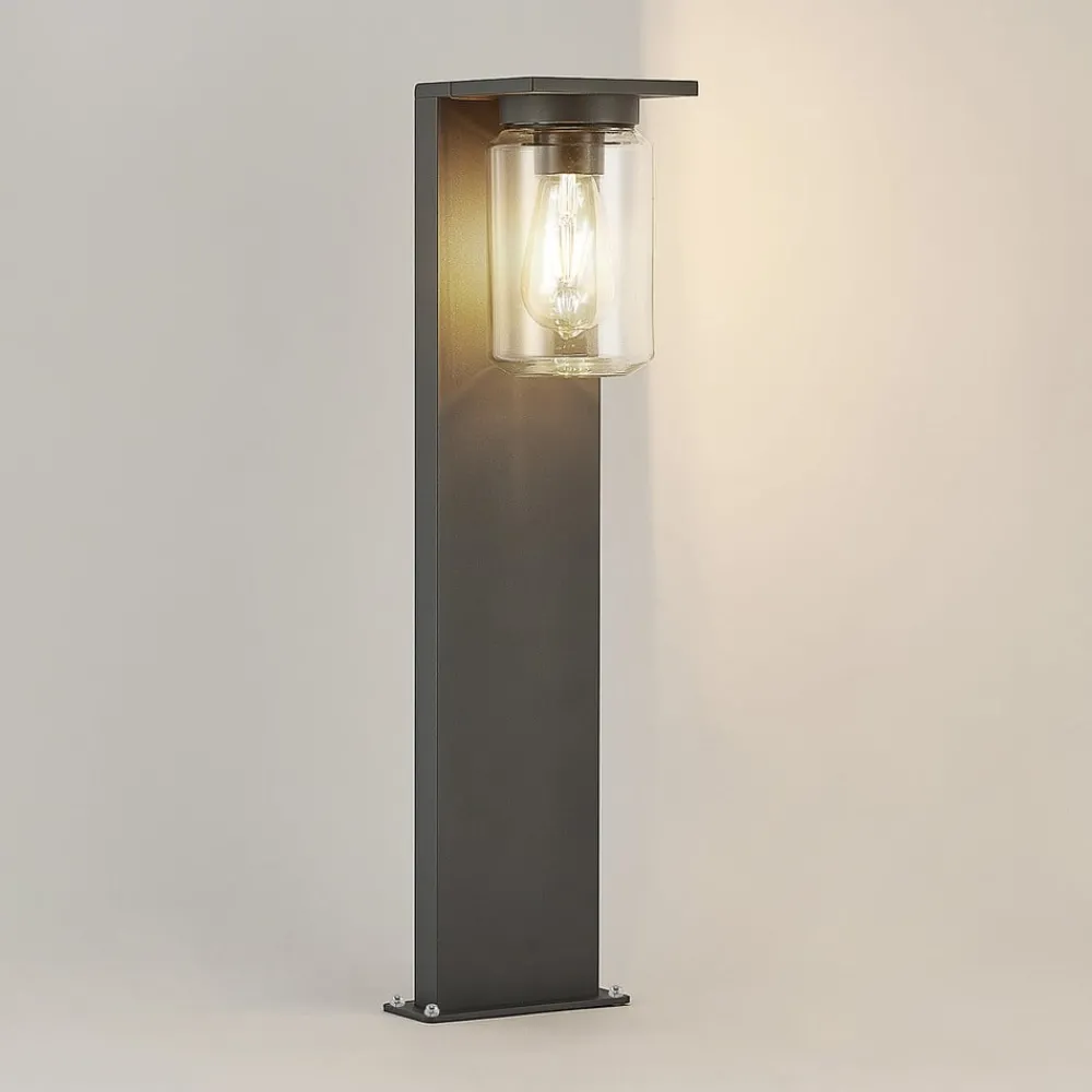 Lucande Terrassebelysning|Gadebelysning > Semka vejlampe, 65 cm, antracit, glas, aluminium