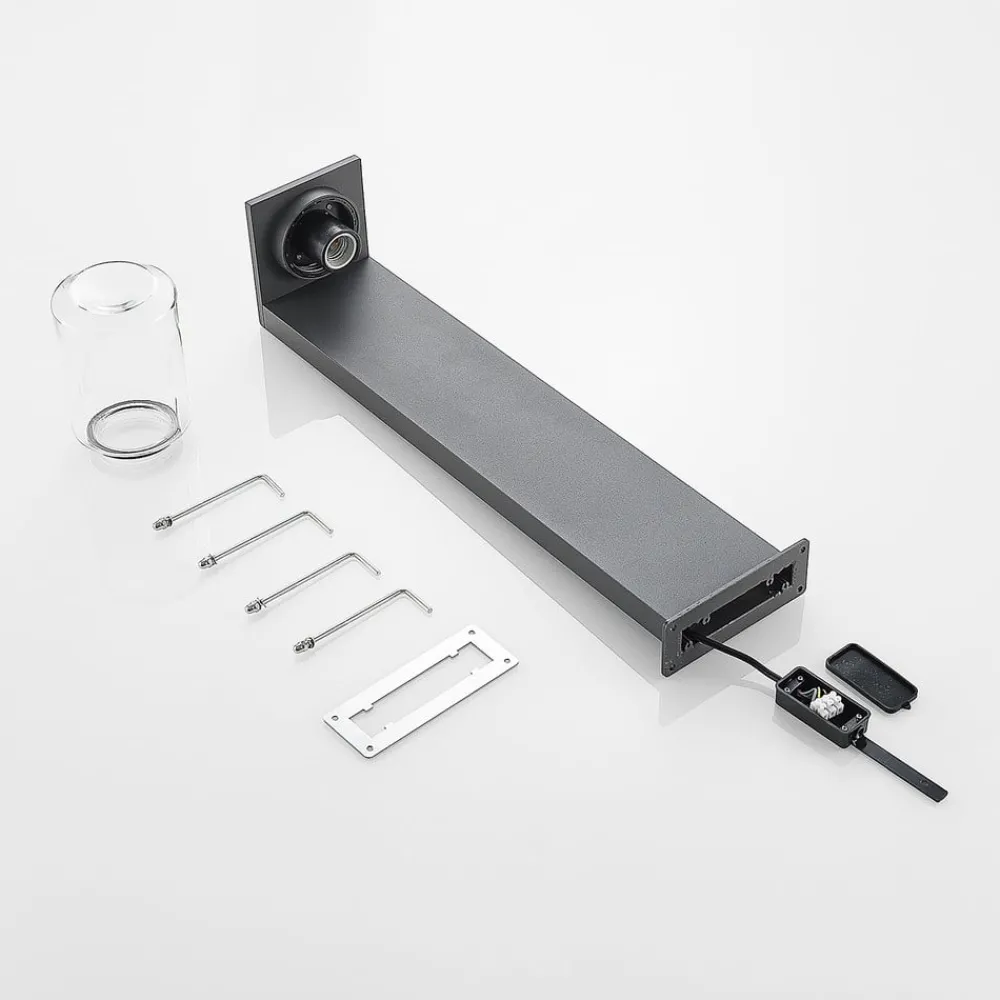 Lucande Terrassebelysning|Gadebelysning > Semka vejlampe, 65 cm, antracit, glas, aluminium