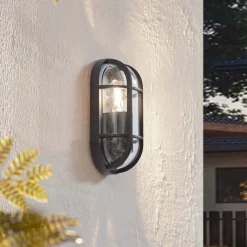 Lucande Terrassebelysning|Væglamper > Serine udendørs væglampe, 27,1 cm, sort, aluminium