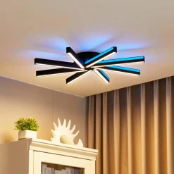 Lucande Loftlamper|Loftlamper > Smart LED-loftlampe Tjado, Ø70 cm, sort, RGBW