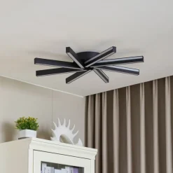 Lucande Loftlamper|Loftlamper > Smart LED-loftlampe Tjado, Ø70 cm, sort, RGBW