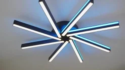 Lucande Loftlamper|Loftlamper > Smart LED-loftlampe Tjado, Ø70 cm, sort, RGBW