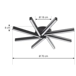 Lucande Loftlamper|Loftlamper > Smart LED-loftlampe Tjado, Ø70 cm, sort, RGBW