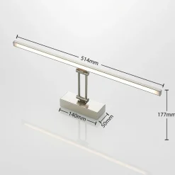 Væglamper|Væglamper ^ Lucande Thibaud LED-gallerilampe, nikkel, 51,4 cm