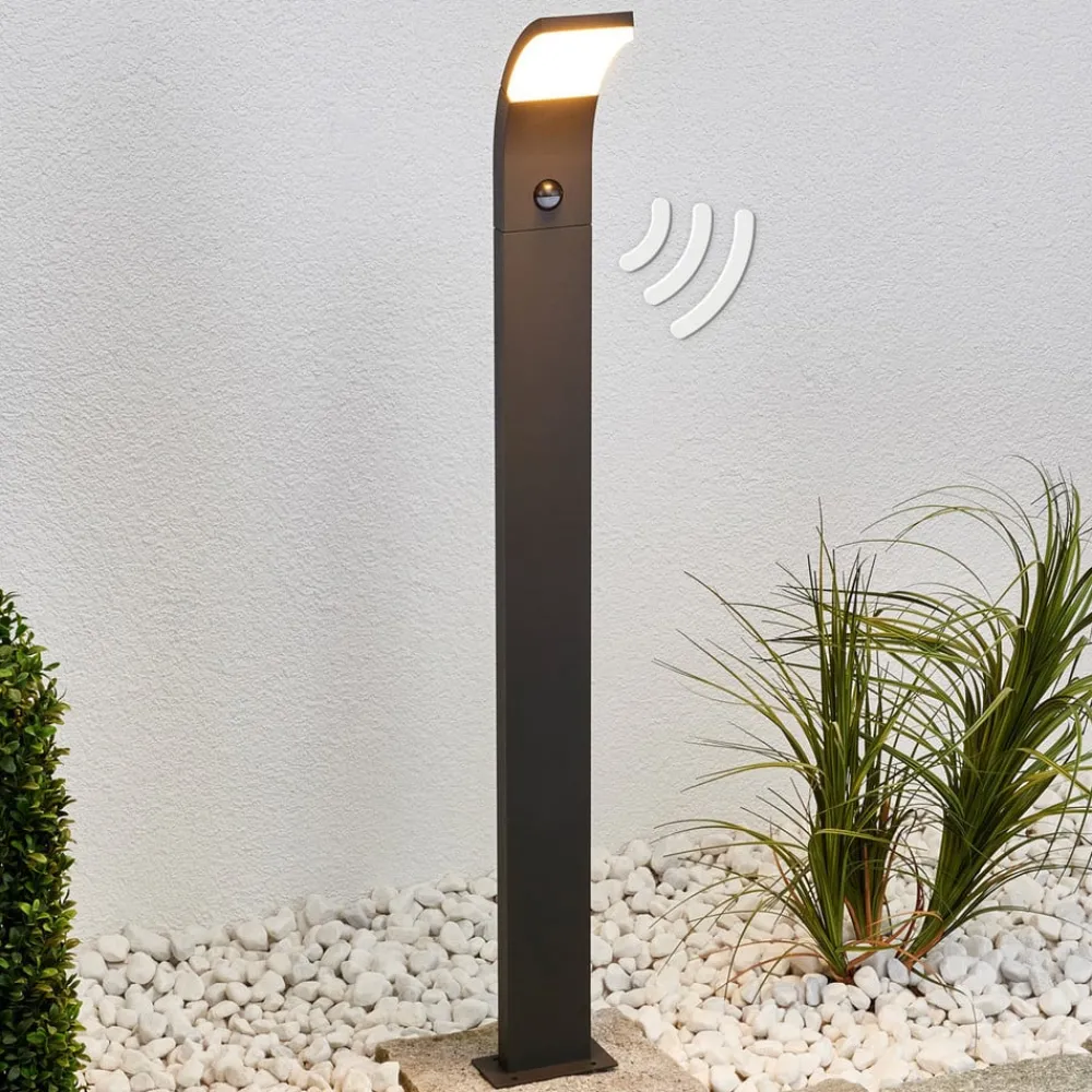 Gadebelysning Med Sensor|Gadebelysning ^ Lucande Timm LED-vejlampe, sensor, 100 cm, antracit, IP54