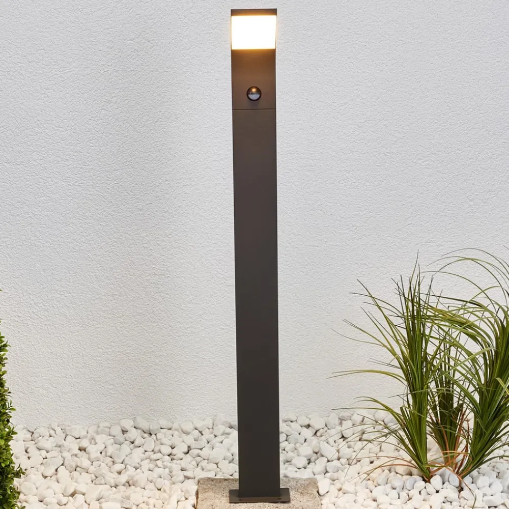 Gadebelysning Med Sensor|Gadebelysning ^ Lucande Timm LED-vejlampe, sensor, 100 cm, antracit, IP54