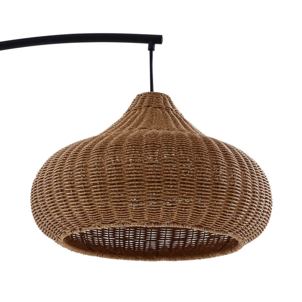 Terrassebelysning ^ Lucande udendørs gulvlampe Taniola, beige, rattan, 195 cm, IP44