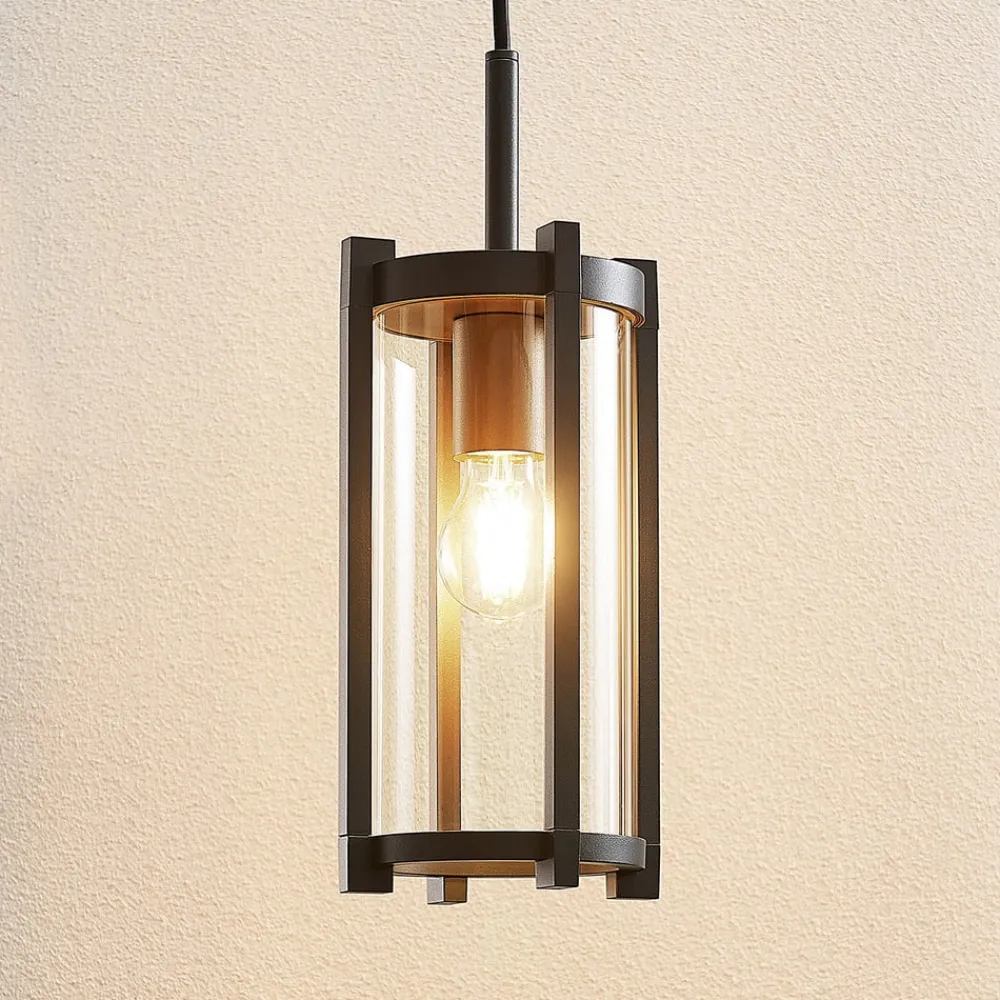 Lucande Udendørs Pendellamper > udendørs hængelampe Brienne, antracit, aluminium, Ø 15cm