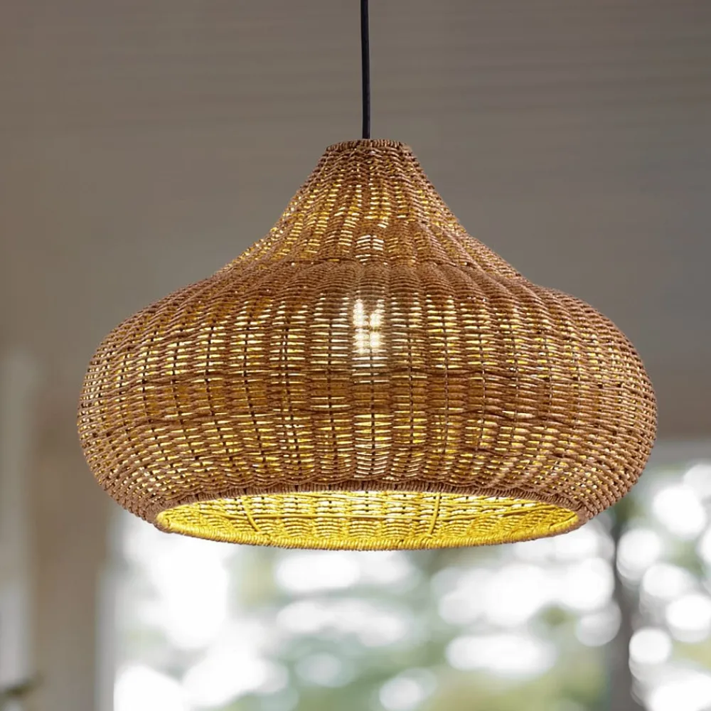 Lucande Terrassebelysning|Udendørs Pendellamper > udendørs hængelampe Taniola, 1 lyskilde, beige, rattan, IP44
