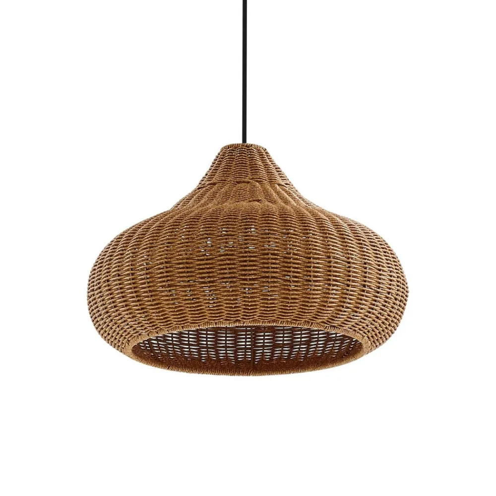 Lucande Udendørs Pendellamper|Terrassebelysning > udendørs hængelampe Taniola, 2 lyskilder, beige, rattan, IP44