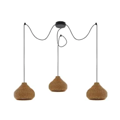 Udendørs Pendellamper|Terrassebelysning ^ Lucande udendørs hængelampe Taniola, 3 lyskilder, beige, rattan, IP44