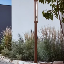 Lygtepæle ^ Lucande udendørslampe Alivaro, rustfarvet, 220 cm, E27, IP65