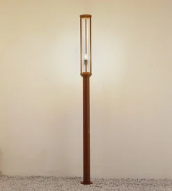Lygtepæle ^ Lucande udendørslampe Alivaro, rustfarvet, 220 cm, E27, IP65