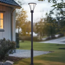 Lucande Lygtepæle > udendørslampe Elario, 222 cm, sort, aluminium