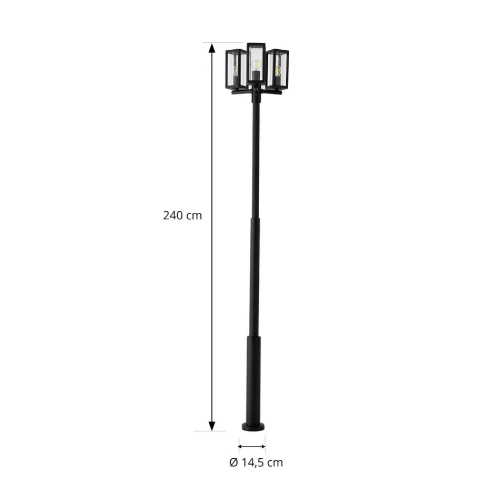 Lucande Lygtepæle > udendørslampe Siveta, 240 cm, 3 lyskilder, sort, E27, IP65