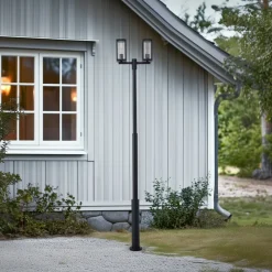 Lucande Lygtepæle > udendørslampe Siveta, 240 cm, 2 lyskilder, sort, E27, IP65