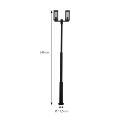 Lucande Lygtepæle > udendørslampe Siveta, 240 cm, 2 lyskilder, sort, E27, IP65