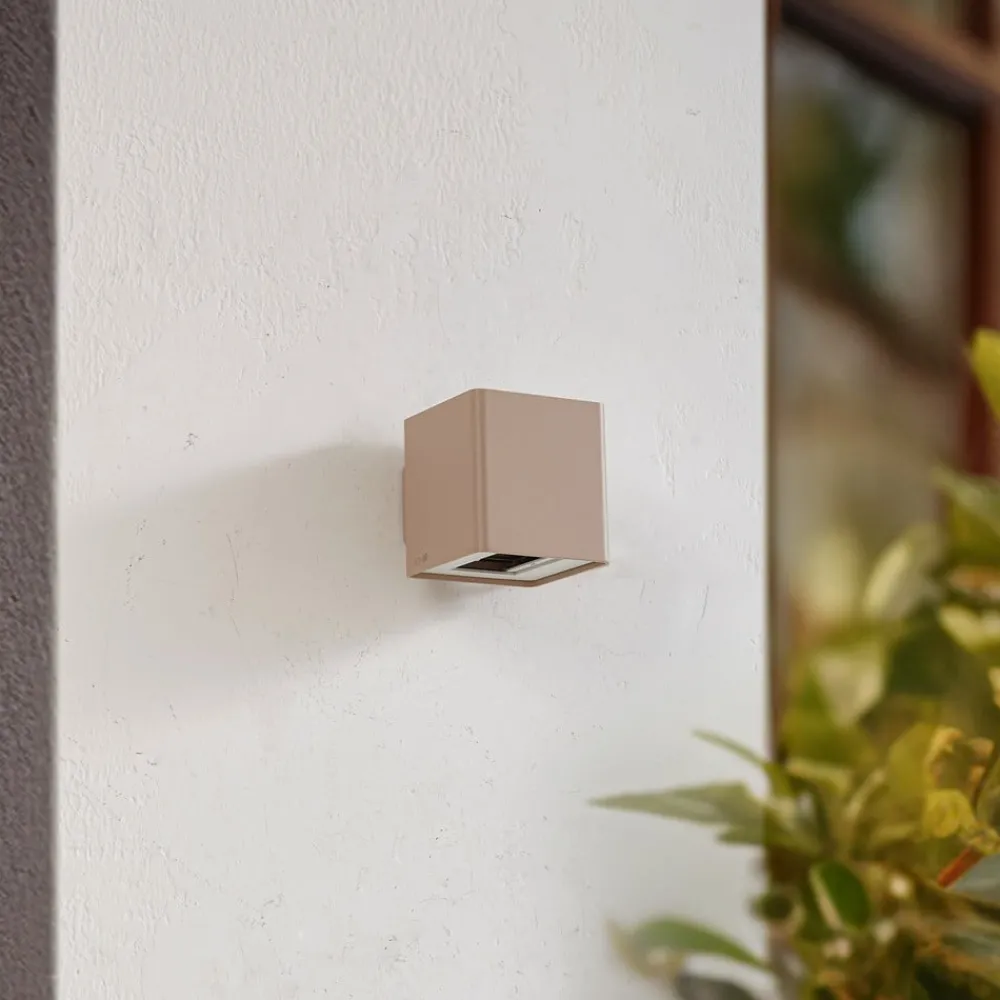 Lucande Terrassebelysning|Væglamper > udendørs LED-væglampe Aaron, beige, IP54, op/ned