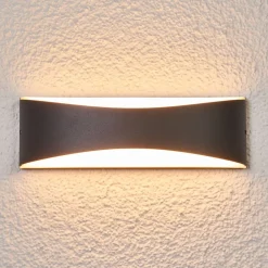 Terrassebelysning|Væglamper ^ Lucande udendørs LED-væglampe Akira, antracit, metal, 23 cm