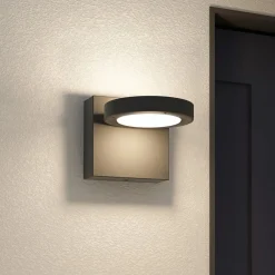 Terrassebelysning ^ Lucande udendørs LED-væglampe Belna, metal, IP65, antracit