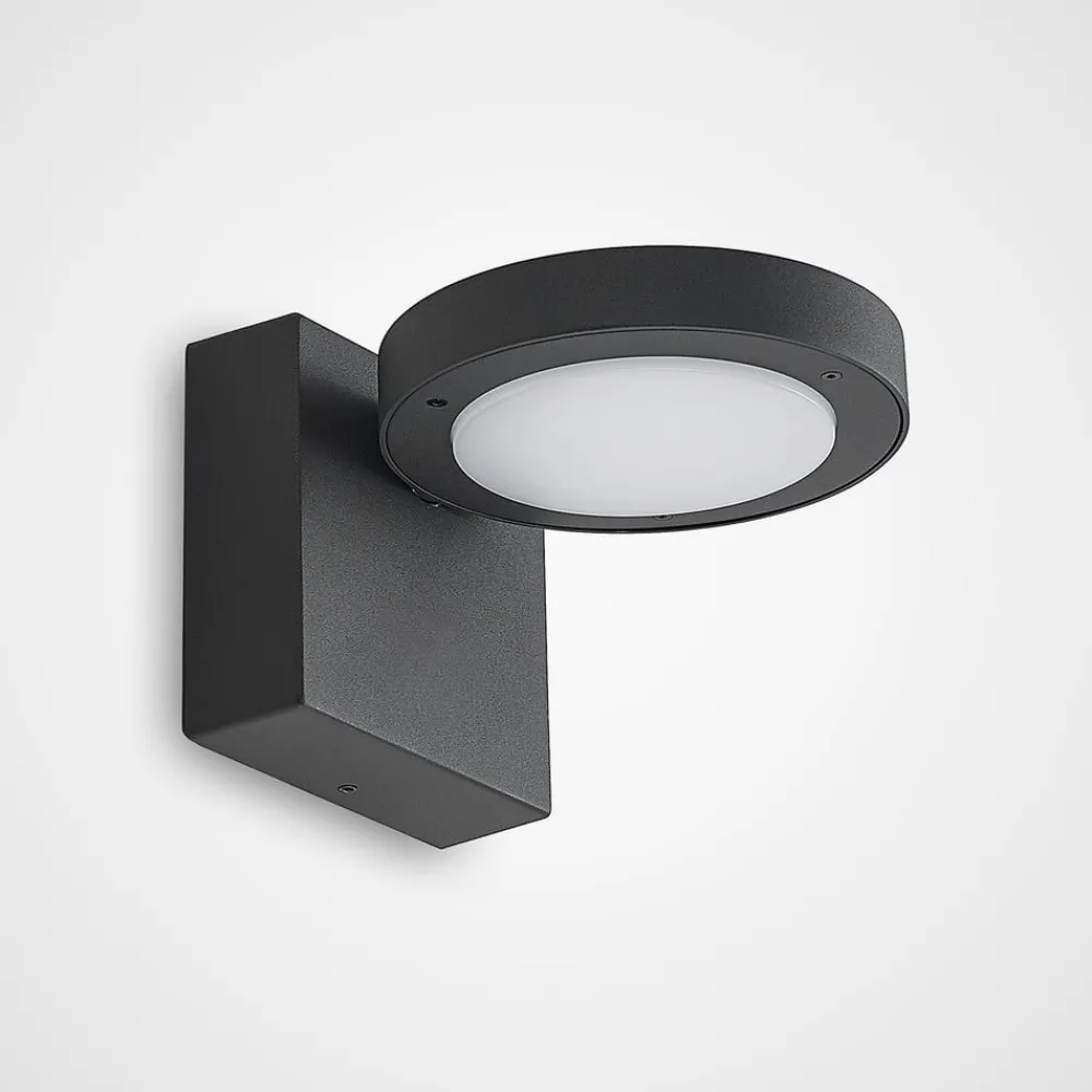 Terrassebelysning ^ Lucande udendørs LED-væglampe Belna, metal, IP65, antracit